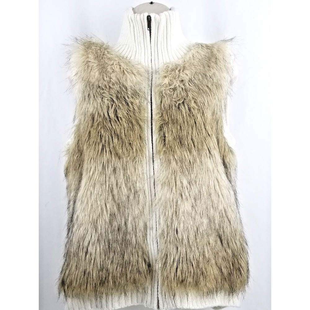 Justice Faux Fur Front Sweater Vest Cream Girls 18